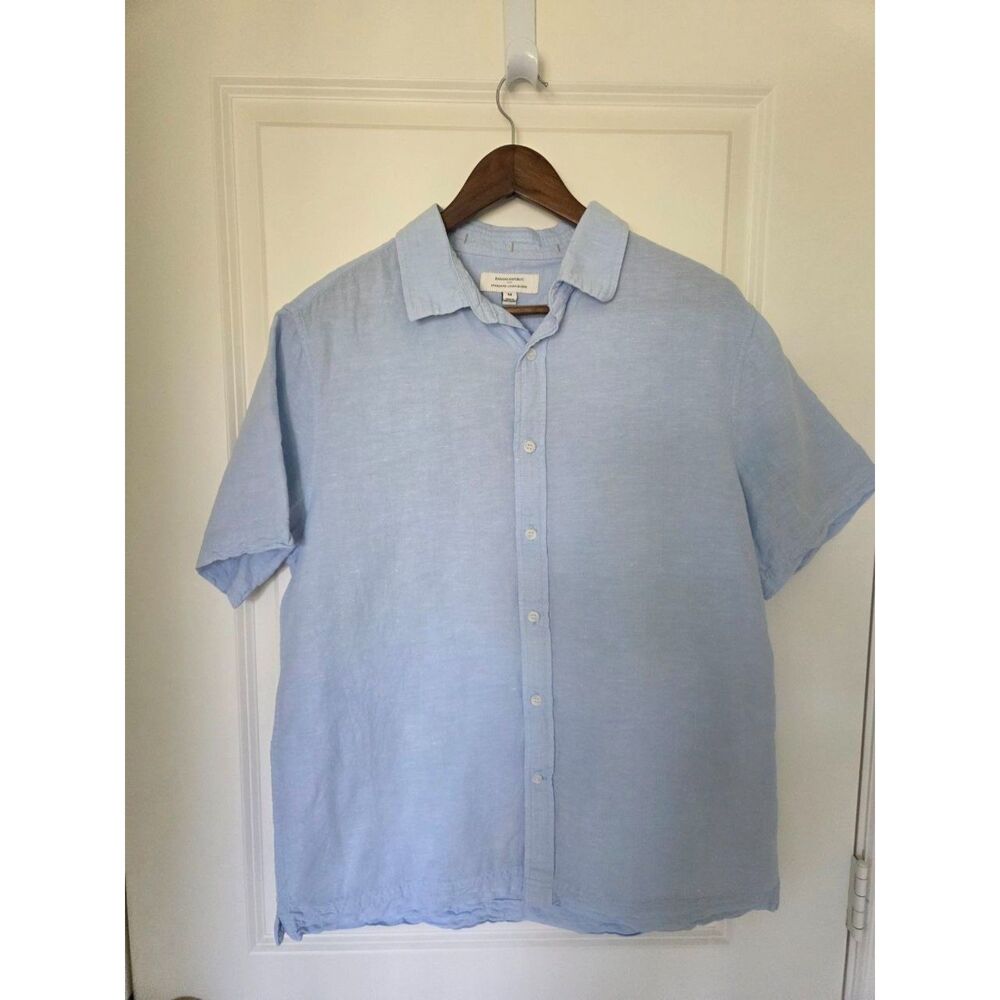 Banana Republic Mens Linen Blend Shirt Sky Blue Size M